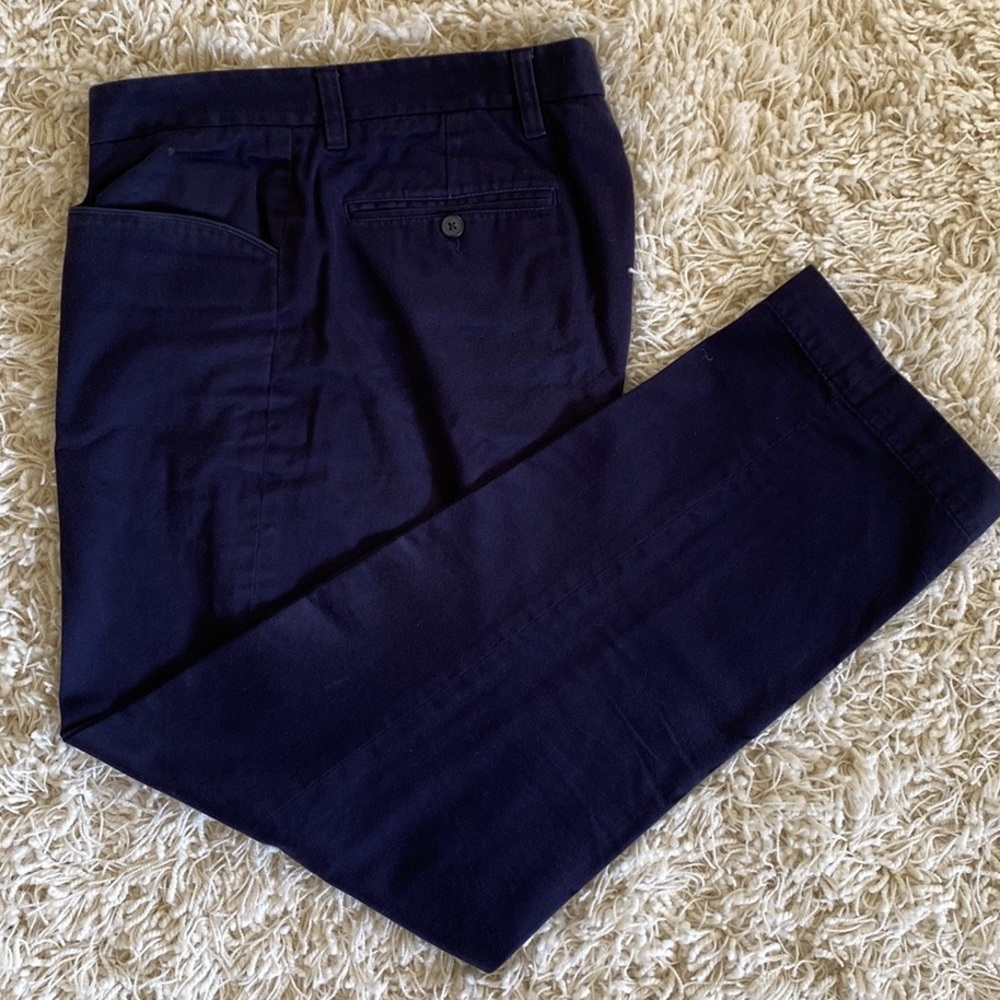 Austin Reed London Mens Navy Luxury 100% Cotton Flat Front Chino Pants 33W 30L